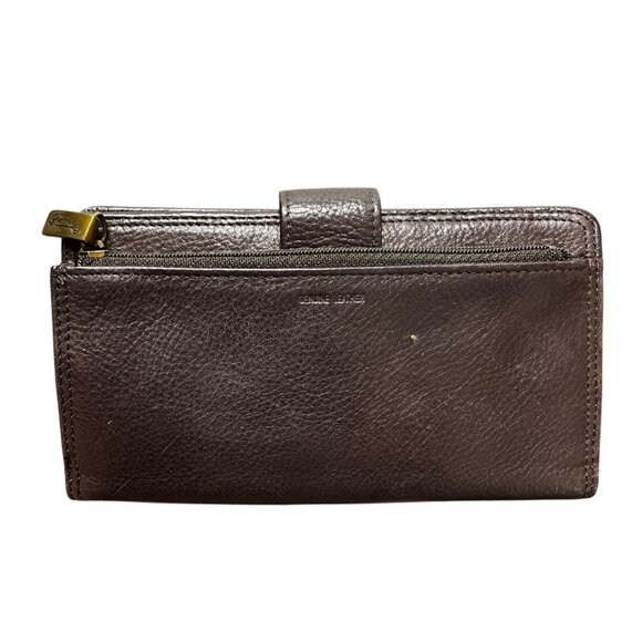 Fossil Leather Brown Bi-Fold Checkbook Wallet ID Card Holder Change Purse - Picture 4 of 13